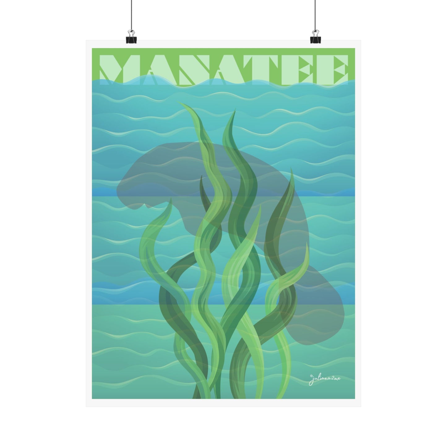 Vibrant Manatee Poster - To help the Manatees Vista Nuovo Fine Art Prints by Juliana2me