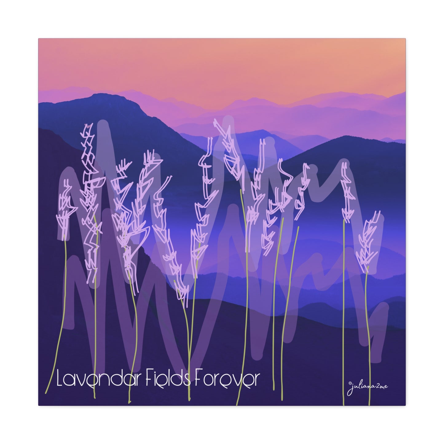 Lavendar Fields Forever, Graphic Canvas Print, Bold and Colorful for a Statement in Your Vacation Rental Home Vista Nuovo Fine Art Prints by Juliana2me