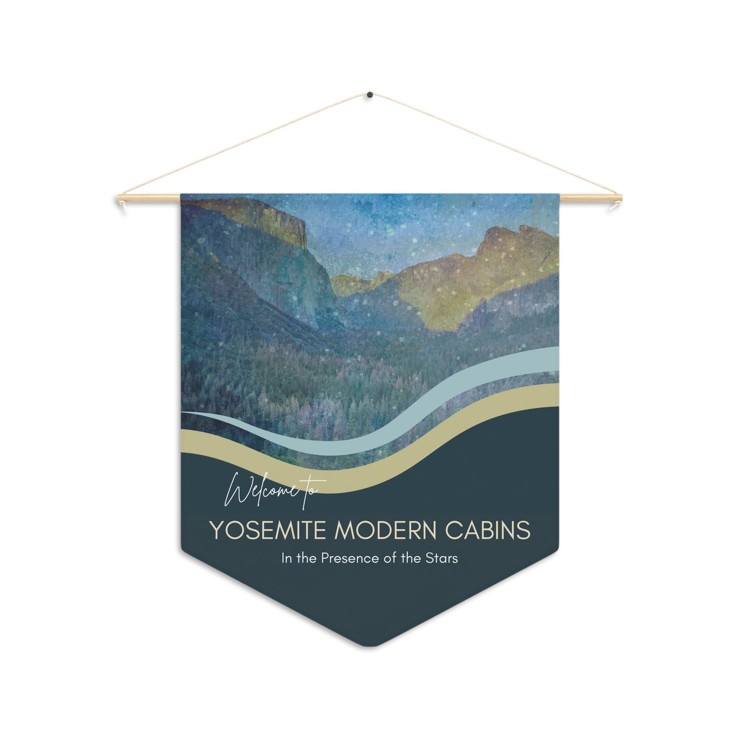 YOSEMITE Welcome Pennant Wall Hanging Welcome Sign for Airbnb Hosts Personalizable Custom Design Vista Nuovo Fine Art Prints by Juliana2me