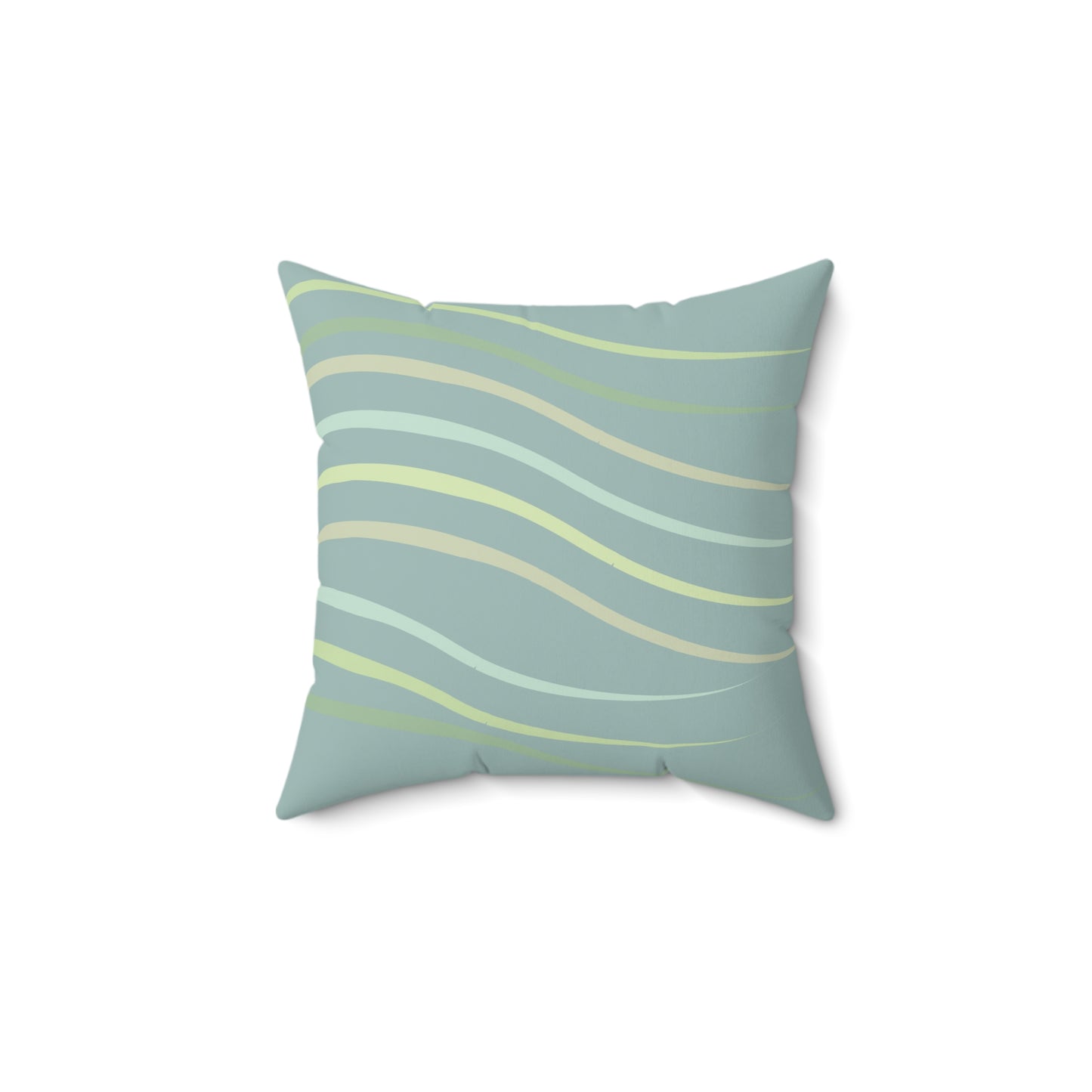 Summer Breeze Trendy Wave Print Square Pillow - Cozy Living Room Decor Perfect for Coastal Vacation Homes Vista Nuovo Fine Art Prints by Juliana2me