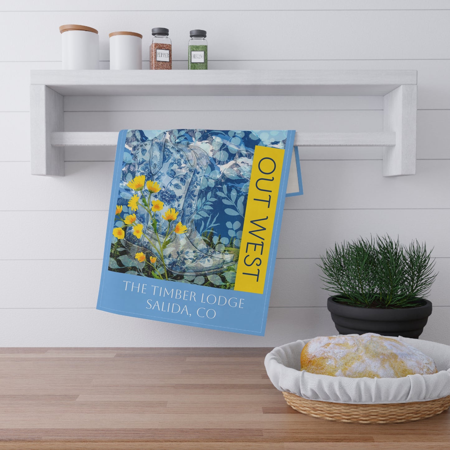 Out West-Mountain Inspired Tea Towels, Artistic Kitchen Decor for your Airbnb or Vrbo Vacation Rental Home in the West Vista Nuovo Fine Art Prints by Juliana2me