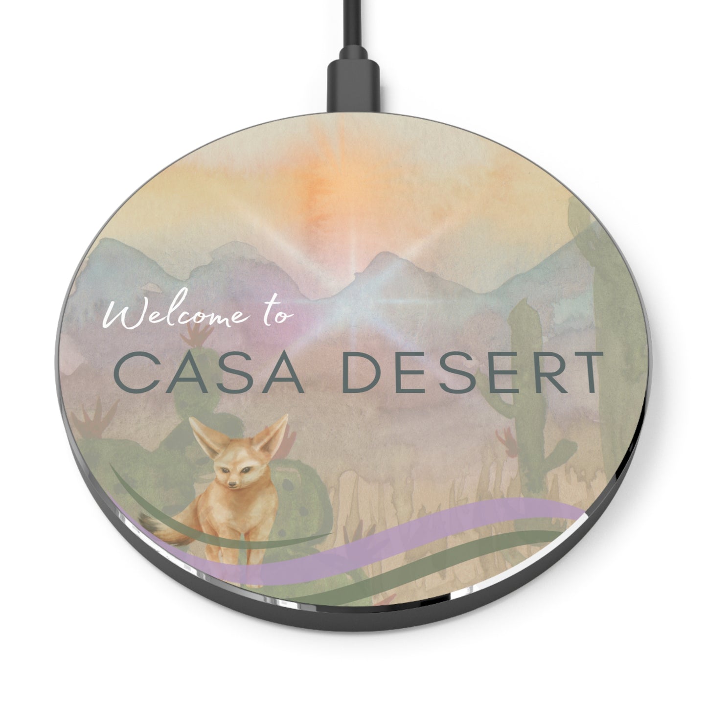 Charging Pad "Casa Desert Fennec Fox" Design - Personalized Airbnb Hospitality Tool Vista Nuovo Fine Art Prints by Juliana2me