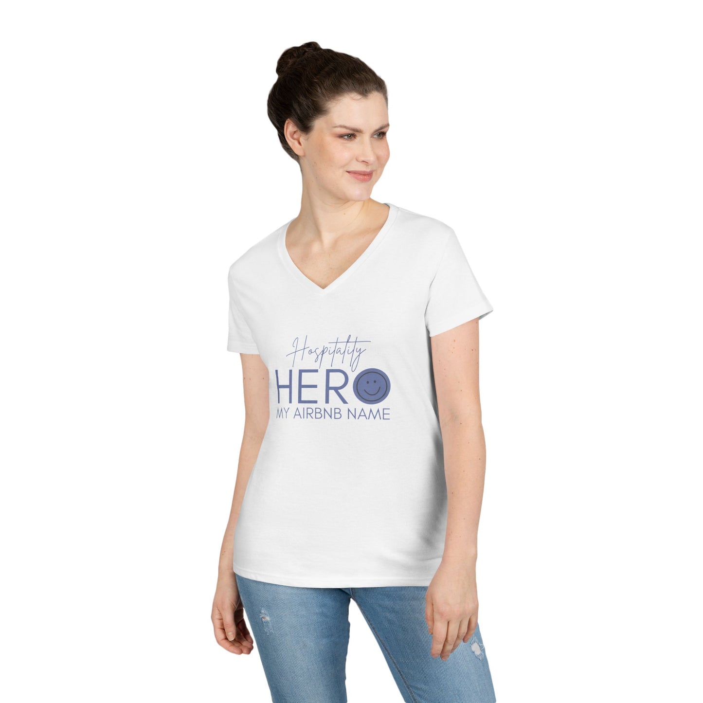 Ladies' V-Neck T-Shirt Vista Nuovo Fine Art Prints by Juliana2me