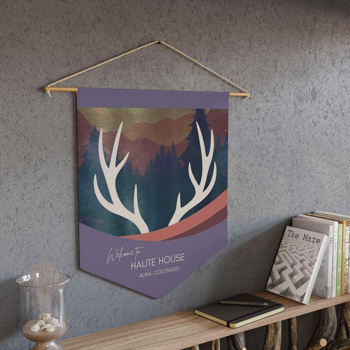 Antler Mountain Pennant — Personalized Welcome House Wall Banner Vista Nuovo Fine Art Prints by Juliana2me