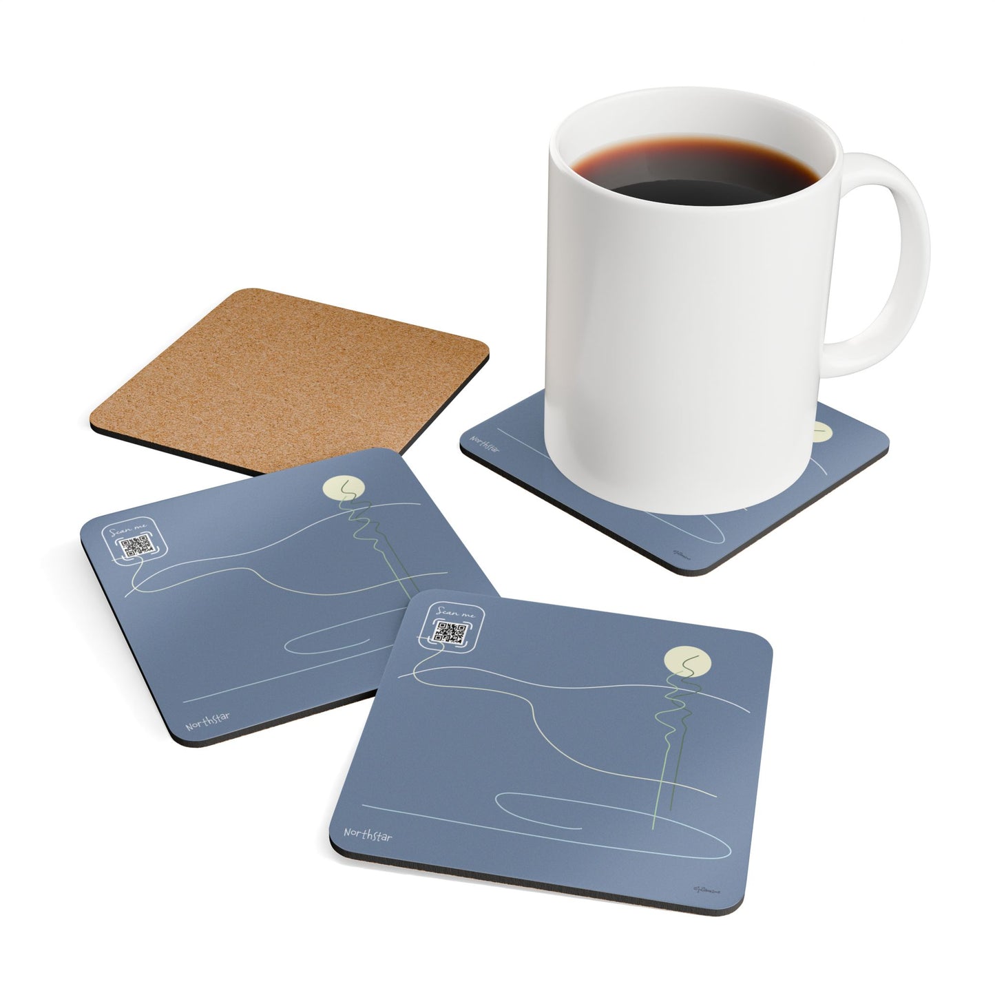Minimalist Corkwood Coaster Set - Stylish Northstar Mountain Design - Perfect for your BNB in California Vista Nuovo Fine Art Prints by Juliana2me