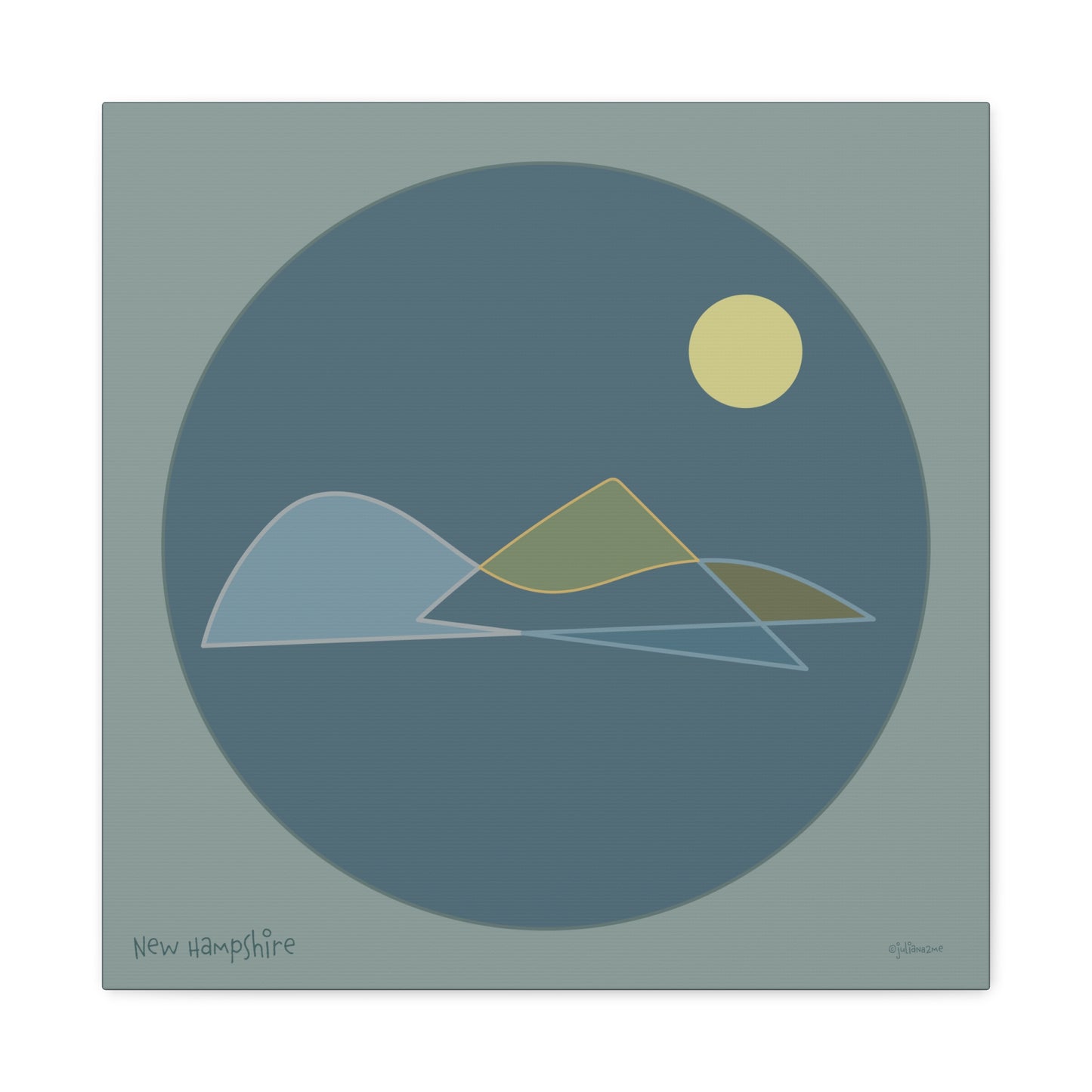 New Hampshire Shapes Canvas Print - Minimal Line Art for Mountain Lovers Vista Nuovo Fine Art Prints by Juliana2me