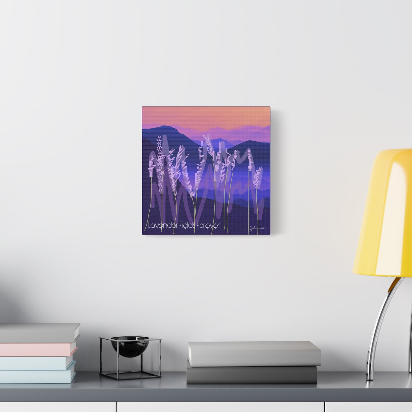 Lavendar Fields Forever, Graphic Canvas Print, Bold and Colorful for a Statement in Your Vacation Rental Home Vista Nuovo Fine Art Prints by Juliana2me