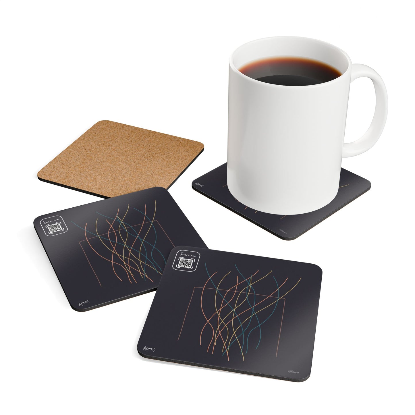 Minimalist Corkwood Coaster Set - Stylish Apres Ski Design - Perfect for your BNB near the Ski Areas Vista Nuovo Fine Art Prints by Juliana2me