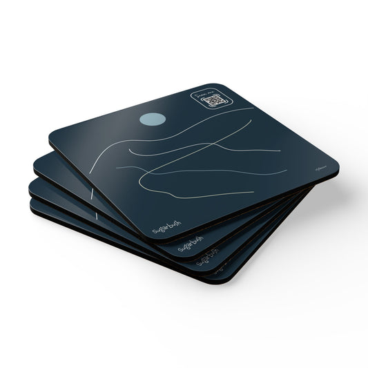 Minimalist Corkwood Coaster Set - Stylish Sugarbush Mountain Design - Perfect for your BNB in Vermont