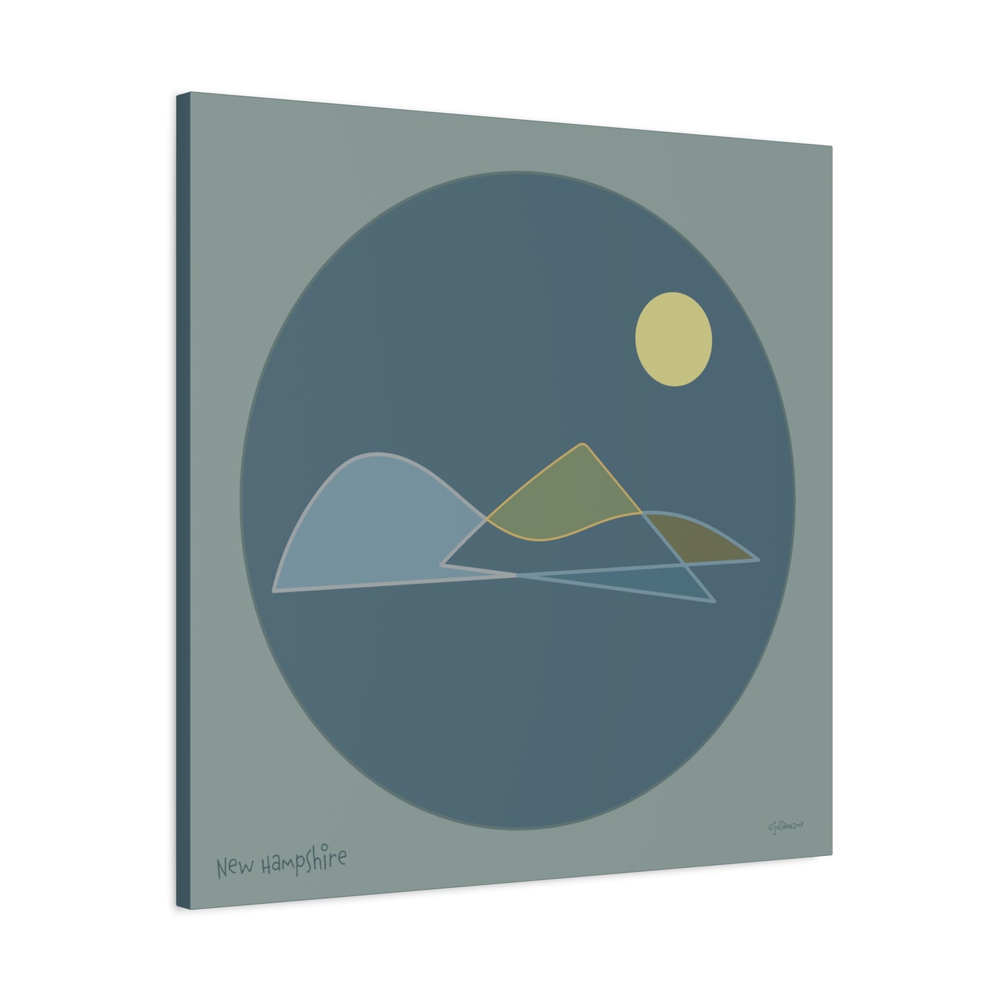New Hampshire Shapes Canvas Print - Minimal Line Art for Mountain Lovers Vista Nuovo Fine Art Prints by Juliana2me