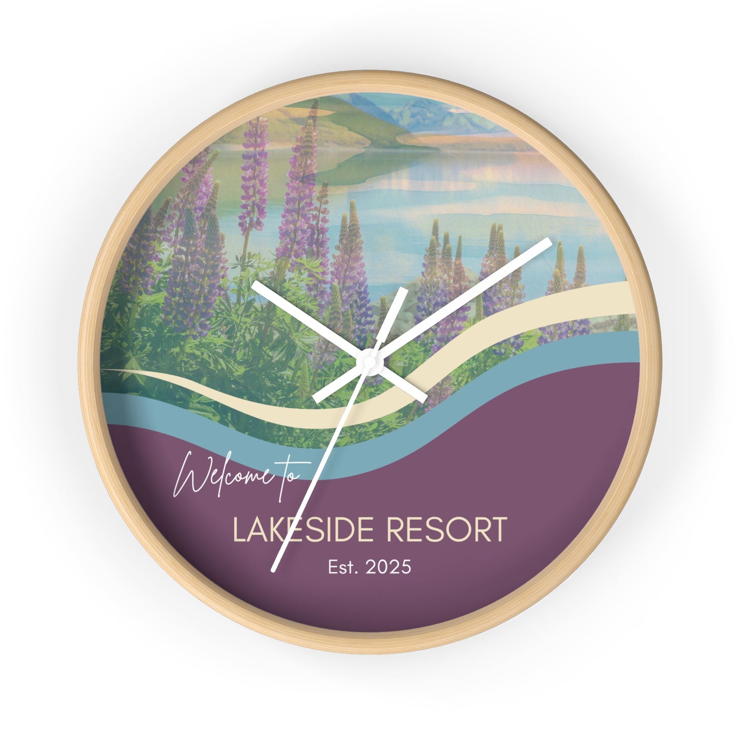 Lakeside Lupine Wall Clock Vista Nuovo Fine Art Prints by Juliana2me
