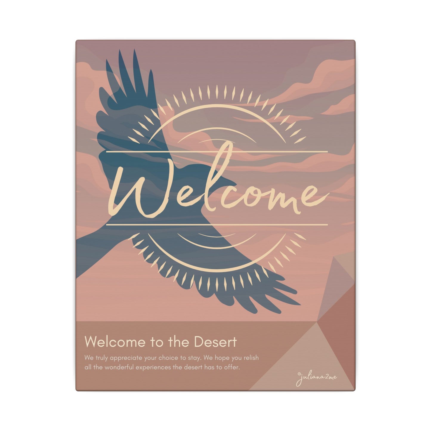 Eagle Canvas Welcome Sign for Airbnb Hosts (Welcome to the Desert) Vista Nuovo Fine Art Prints by Juliana2me