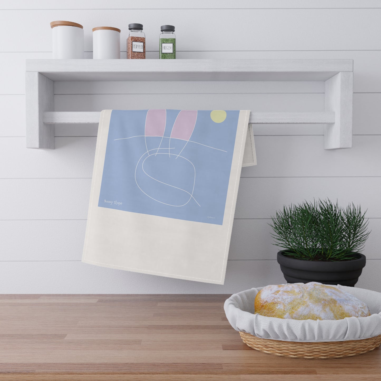 "Bunny Slope" Abstract Tea Towels - Fun Stylish Cotton & Poly Fabric Kitchen Decor for Your Vacation Ski Rental Home Vista Nuovo Fine Art Prints by Juliana2me