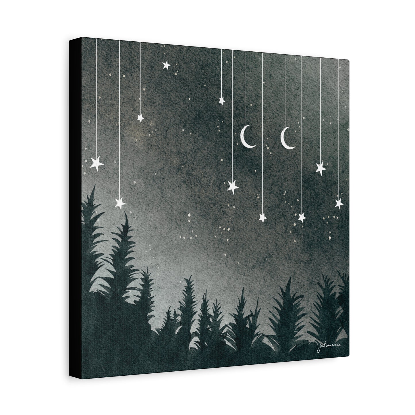 Monochrome Dream, Moonlit Forest Canvas Art | Night Sky Wall Decor, Celestial Artwork, Art for Nature Lovers, Starry Night Vacation Home Decor Vista Nuovo Fine Art Prints by Juliana2me