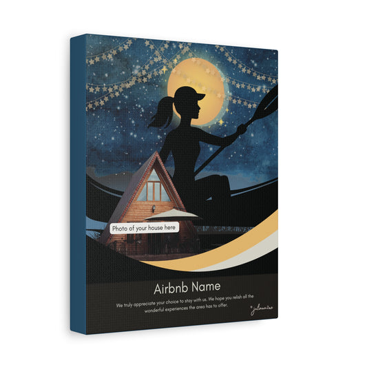 Canvas Wall Art A-Frame Lake House, Welcome Sign for Airbnb hosts