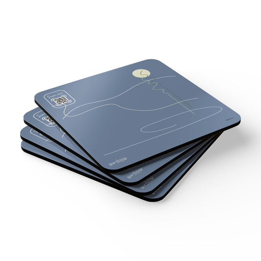 Minimalist Corkwood Coaster Set - Stylish Northstar Mountain Design - Perfect for your BNB in California