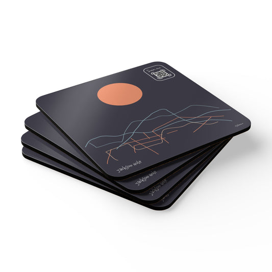 Minimalist Corkwood Coaster Set - Stylish Jackson Hole Mountain Design - Perfect for your BNB in Wyoming