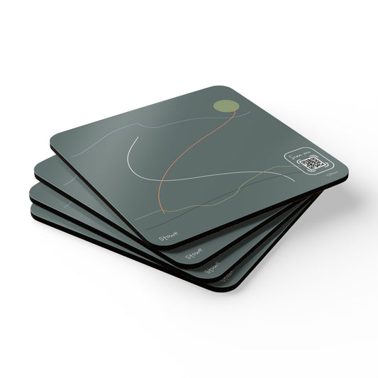 Minimalist Corkwood Coaster Set - Stylish Stowe Mountain Design - Perfect for your BNB in Vermont