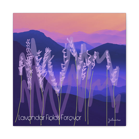 Lavendar Fields Forever, Graphic Canvas Print, Bold and Colorful for a Statement in Your Vacation Rental Home
