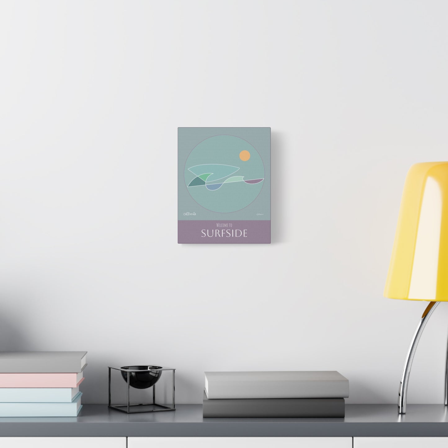 Canvas Wall Art - Surf Wave California Themed Welcome Sign, Personalized for Vacation Rental Home Vista Nuovo Fine Art Prints by Juliana2me