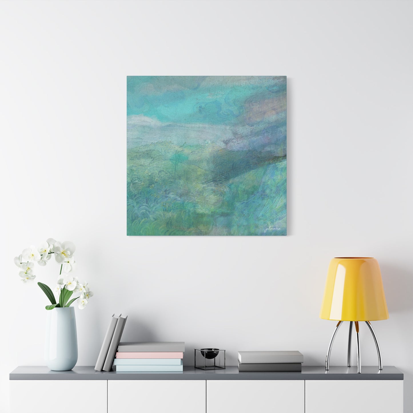 "Tealy" Canvas Art Print for Beach, Lake or City Vacation Homes Vista Nuovo Fine Art Prints by Juliana2me