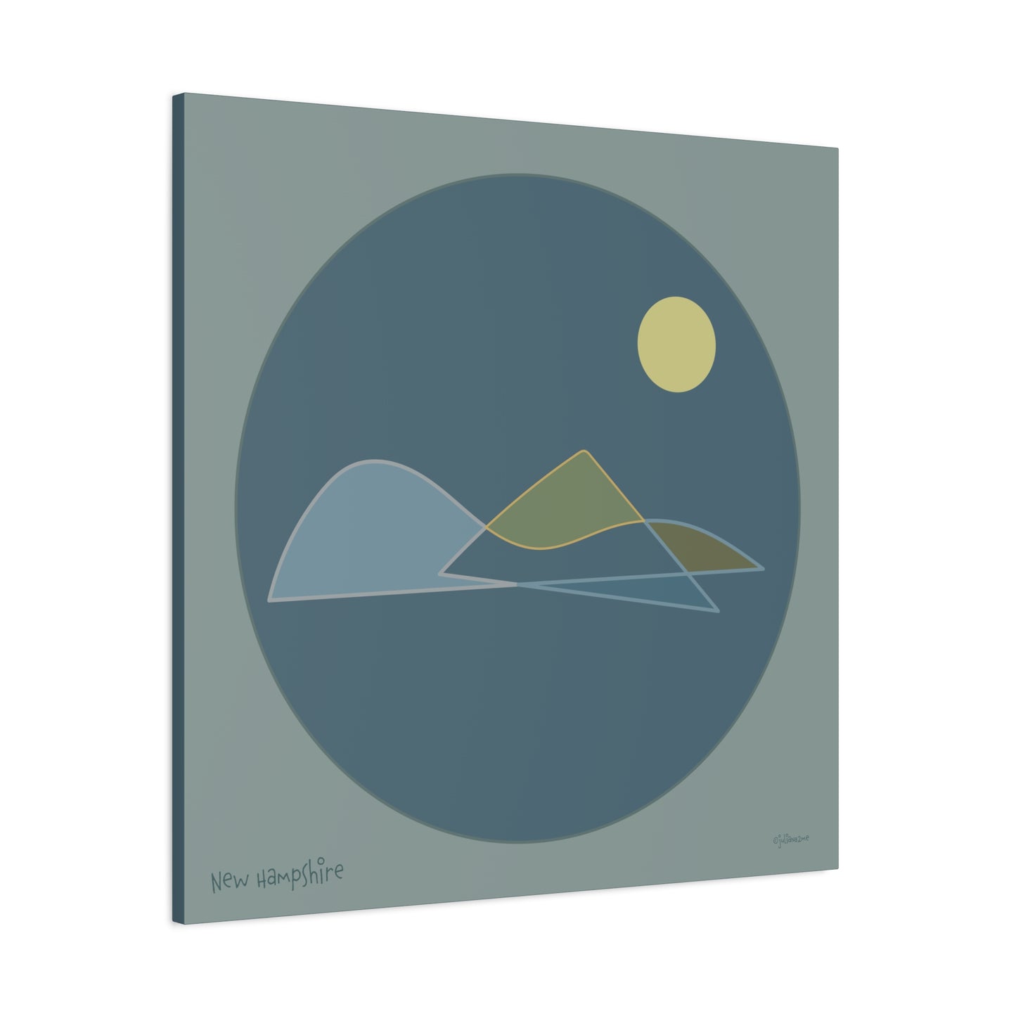 New Hampshire Shapes Canvas Print - Minimal Line Art for Mountain Lovers Vista Nuovo Fine Art Prints by Juliana2me