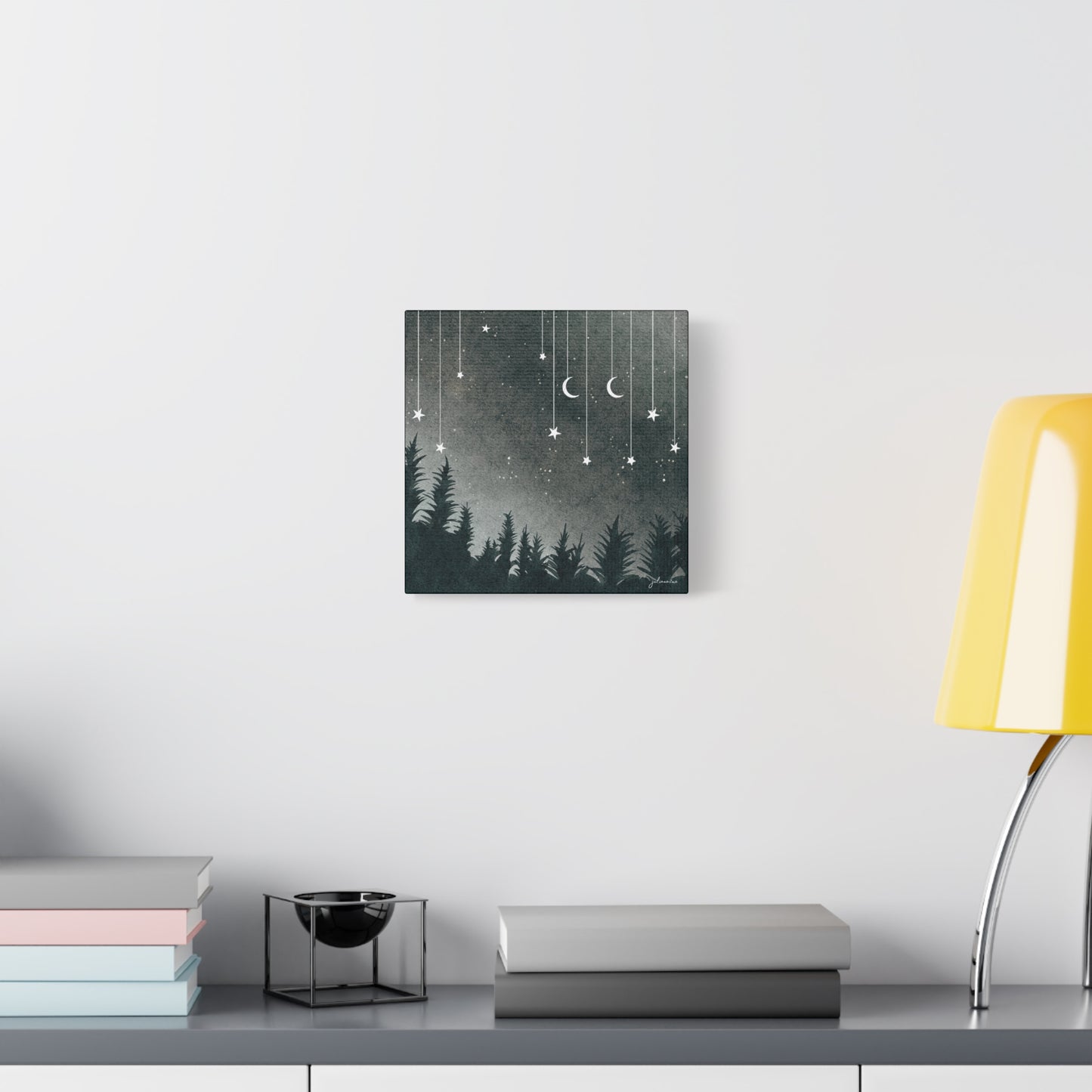 Monochrome Dream, Moonlit Forest Canvas Art | Night Sky Wall Decor, Celestial Artwork, Art for Nature Lovers, Starry Night Vacation Home Decor Vista Nuovo Fine Art Prints by Juliana2me