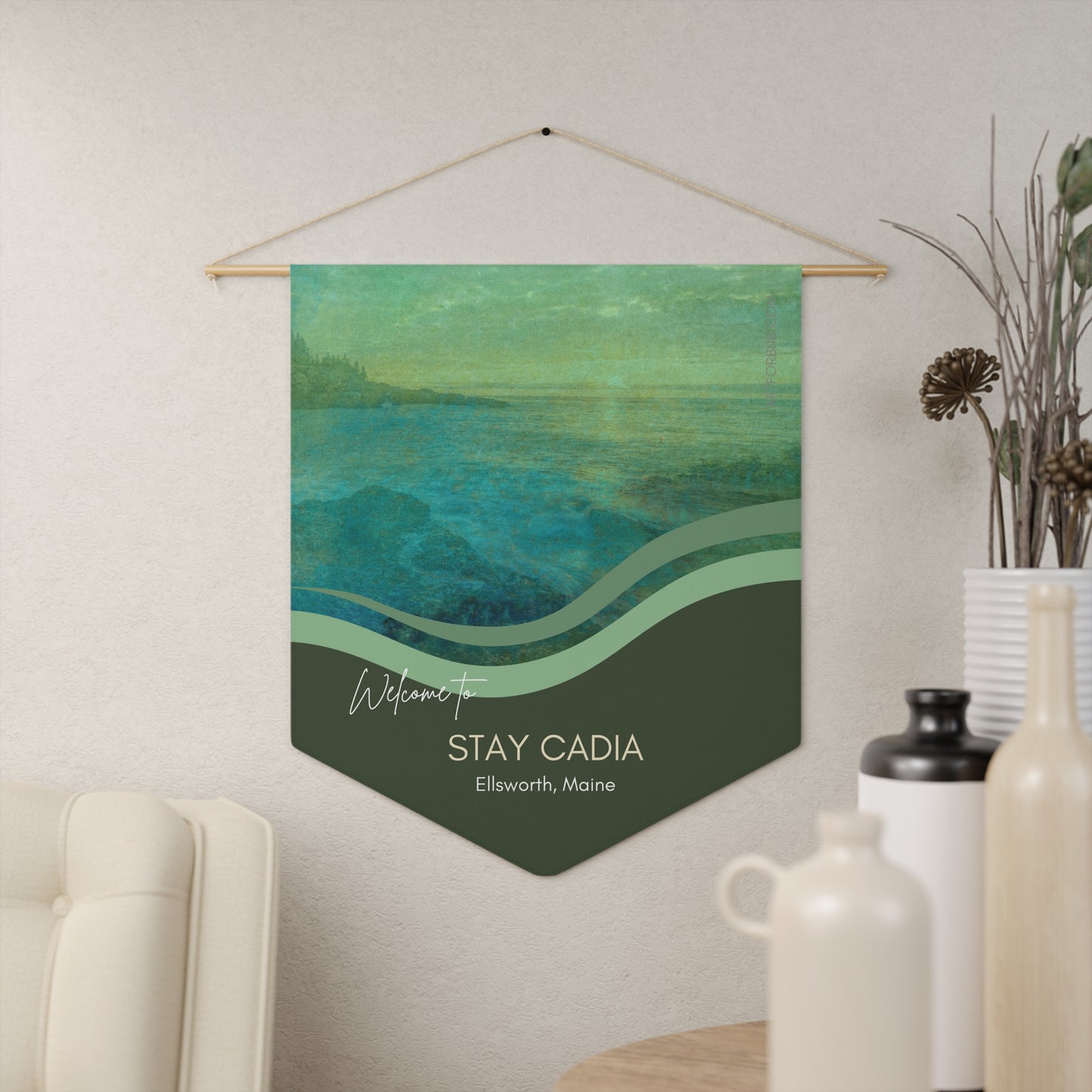 STAY CADIA (ACADIA) Welcome Pennant Vista Nuovo Fine Art Prints by Juliana2me