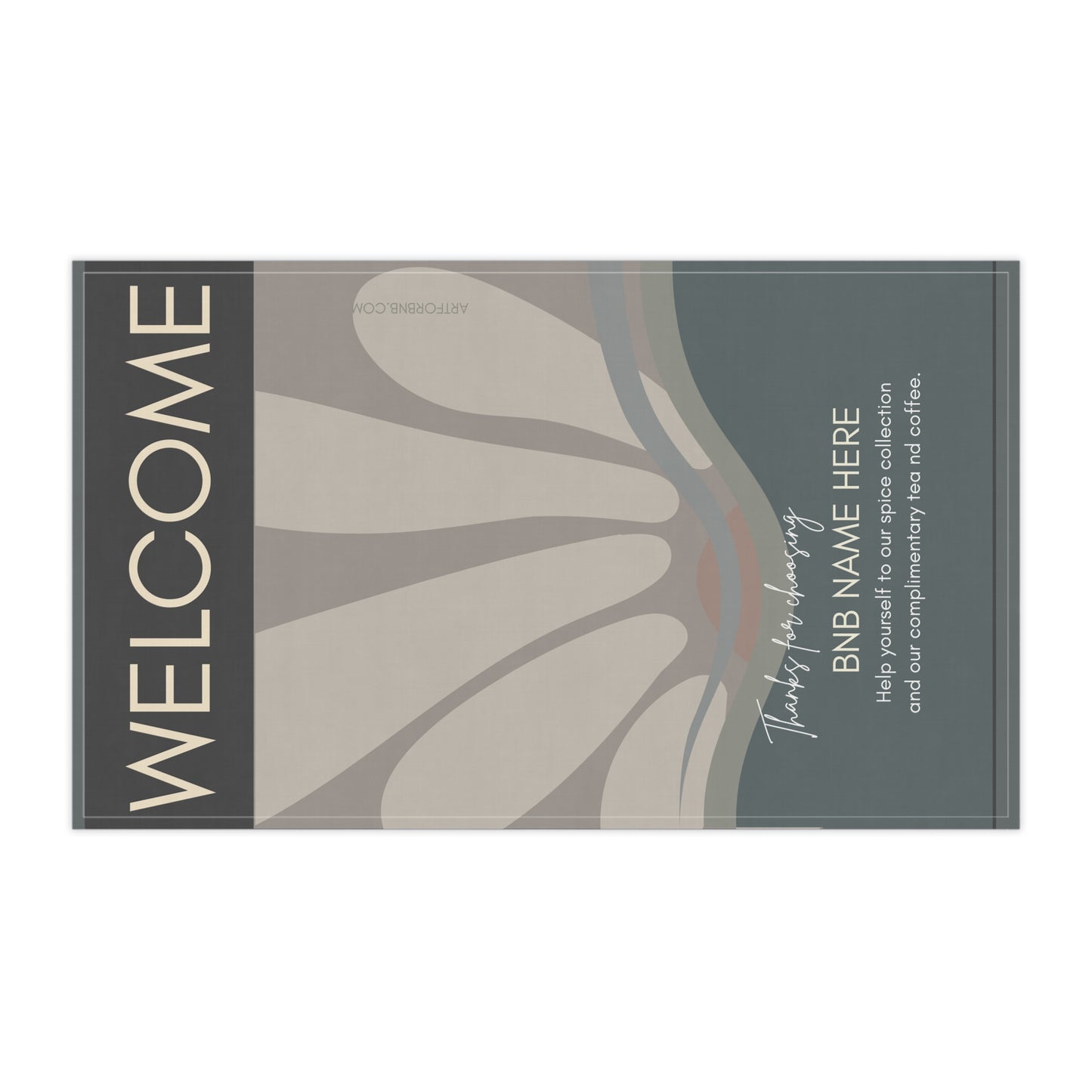 Personalized Tea Towel for Airbnb Hosts Flower Sun Design and Welcome Message Vista Nuovo Fine Art Prints by Juliana2me
