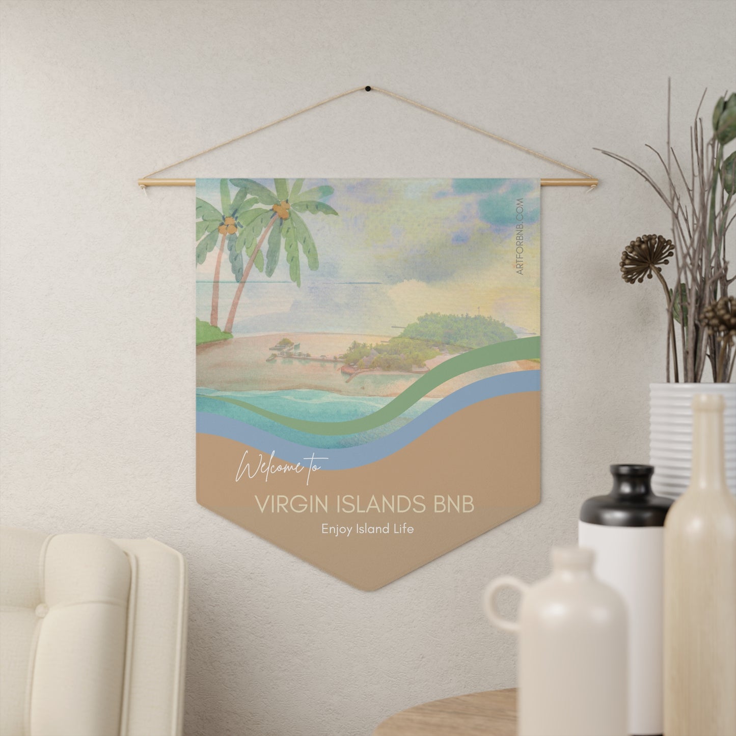 VIRGIN ISLANDS Welcome Pennant for Airbnb Hosts Vista Nuovo Fine Art Prints by Juliana2me