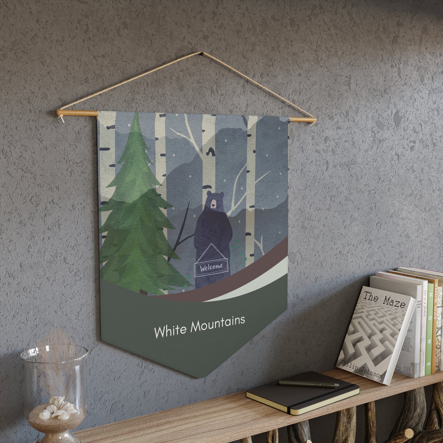 Pennant Banner - White Mountains Welcome Sign for Airbnb New Hampshire Vista Nuovo Fine Art Prints by Juliana2me