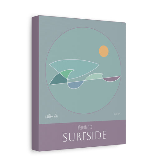 Canvas Wall Art - Surf Wave California Themed Welcome Sign, Personalized for Vacation Rental Home