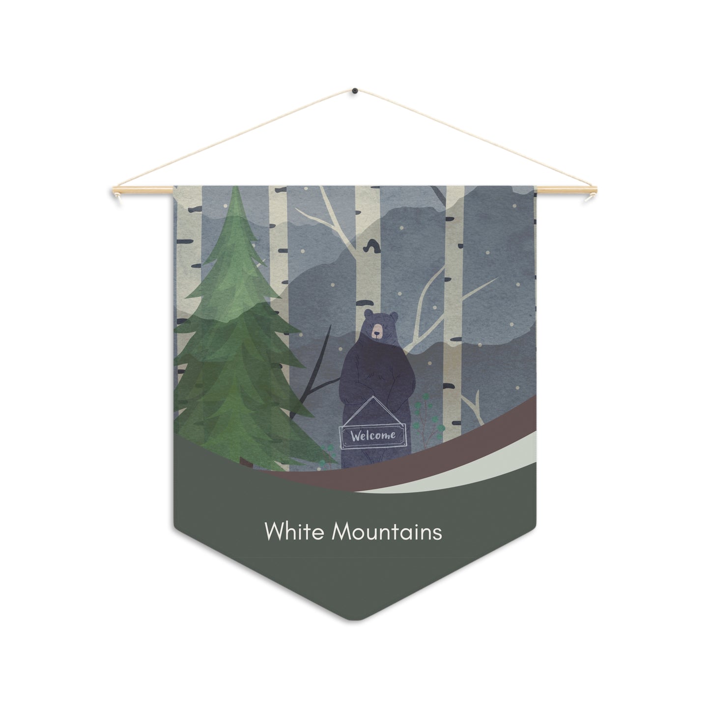 Pennant Banner - White Mountains Welcome Sign for Airbnb New Hampshire Vista Nuovo Fine Art Prints by Juliana2me