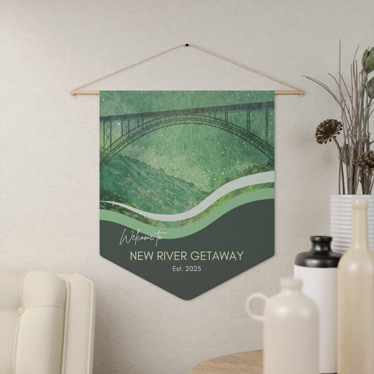 NEW RIVER GORGE Welcome Pennant Wall Hanging Welcome Sign for Maine Airbnb Hosts Personalizable Custom Design