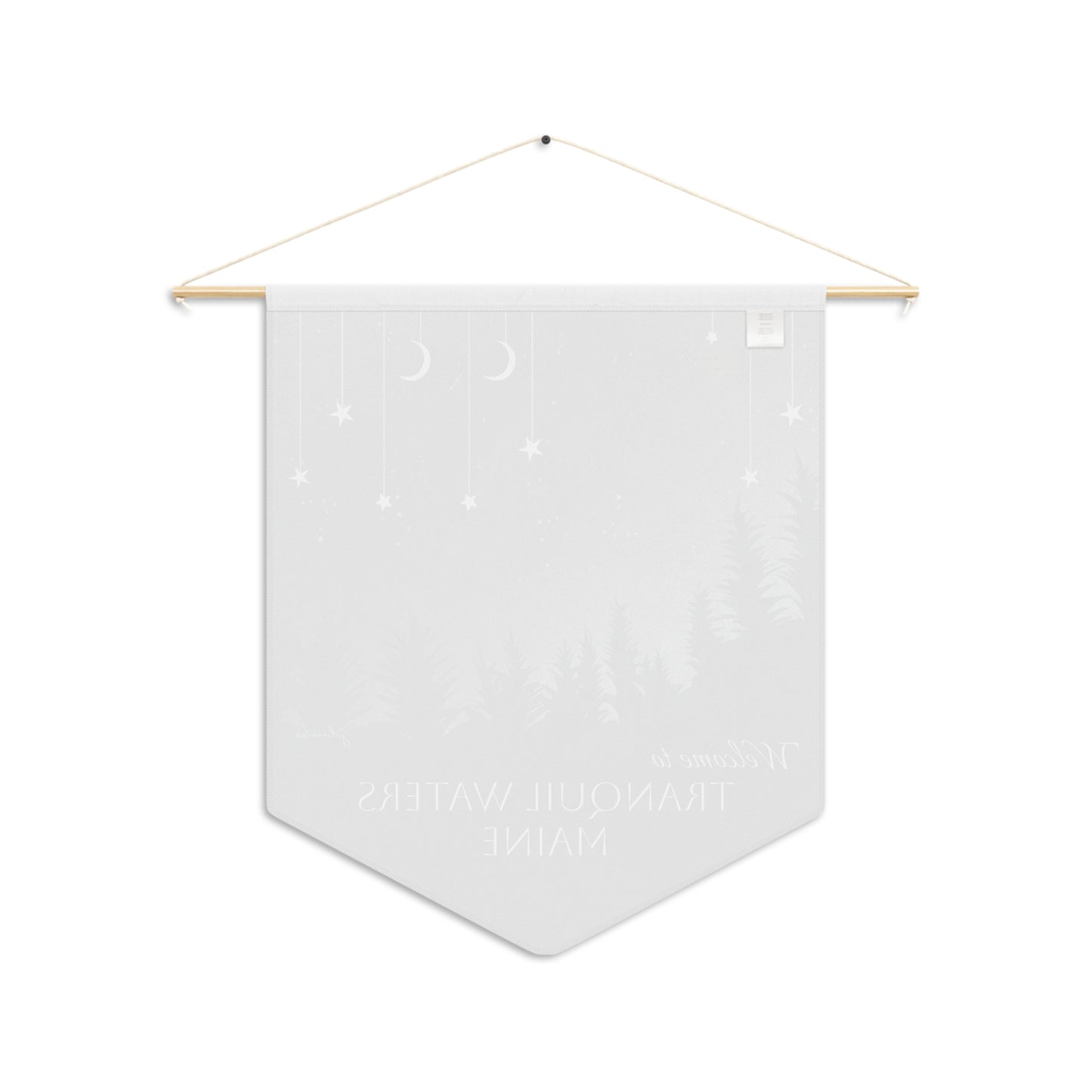 Tanquil Waters Maine Welcome Pennant Banner with Moon Stars and Forest to welcome guests Vista Nuovo Fine Art Prints by Juliana2me