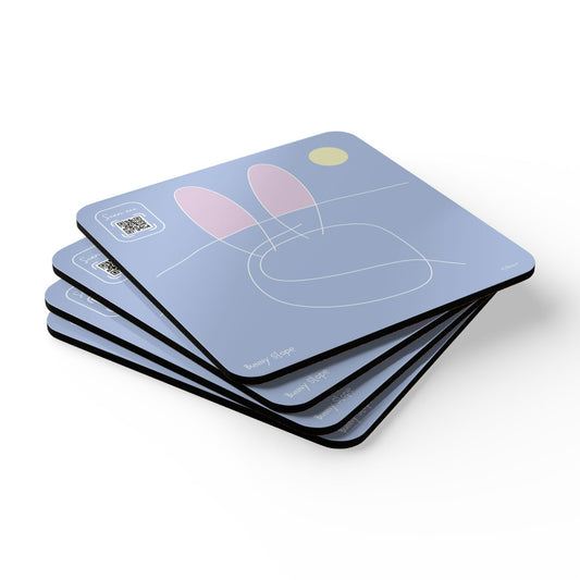 Minimalist Corkwood Coaster Set - Stylish Bunny Slope Mountain Design - Perfect for your BNB near a ski area!