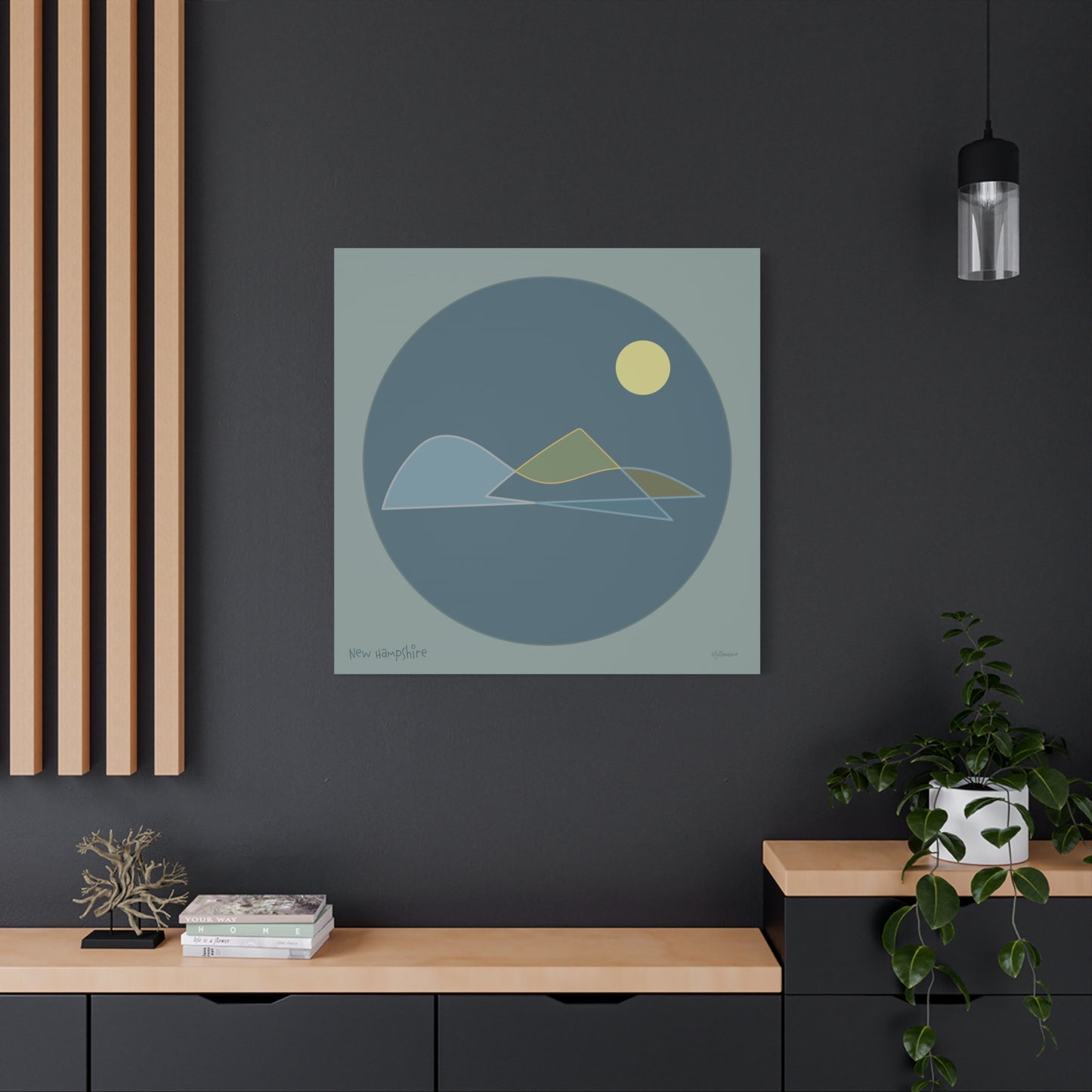 New Hampshire Shapes Canvas Print - Minimal Line Art for Mountain Lovers Vista Nuovo Fine Art Prints by Juliana2me