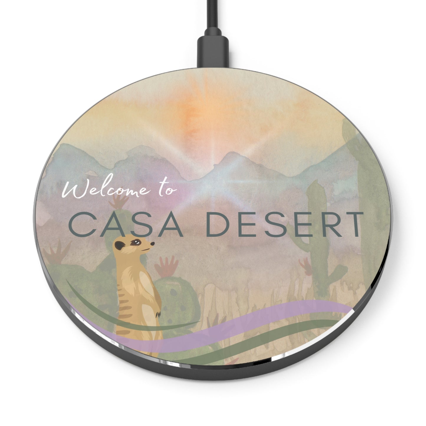 Wireless Charging Pad "Casa Desert Merekat" Design - Personalized Airbnb Hospitality Tool Vista Nuovo Fine Art Prints by Juliana2me