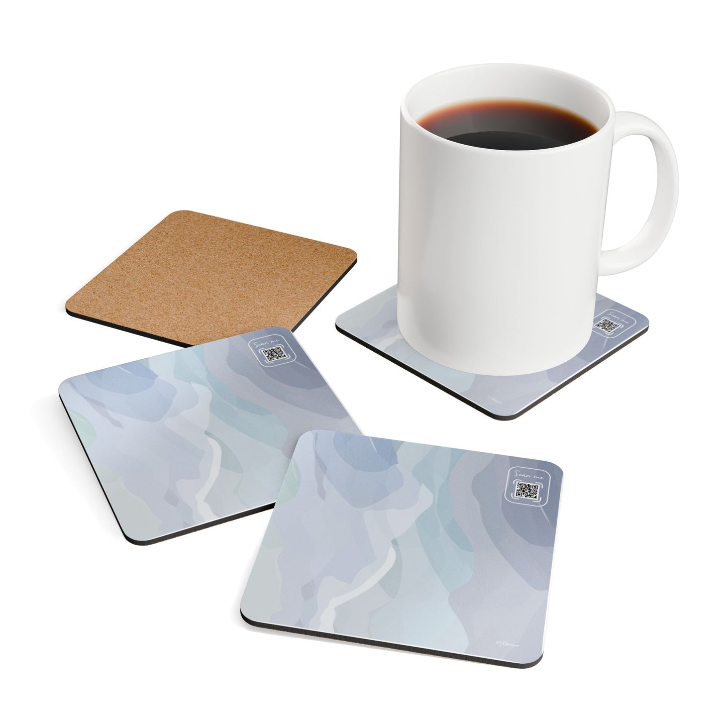 Minimalist Corkwood Coaster Set - Stylish "Powder Day" Design - Perfect for your BNB near the Ski Areas Vista Nuovo Fine Art Prints by Juliana2me