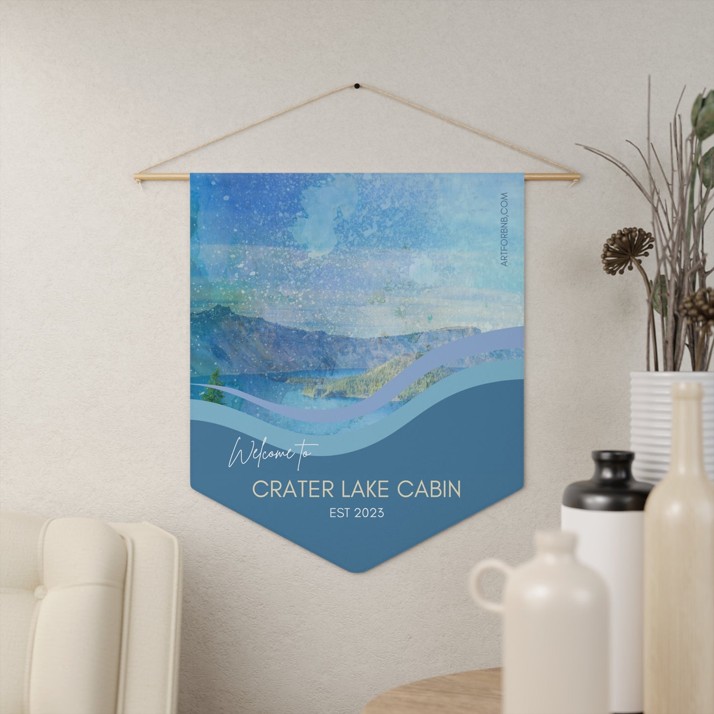 Wall Hanging Welcome Sign for Crater Lake Airbnb Hosts Personalizable Custom Design