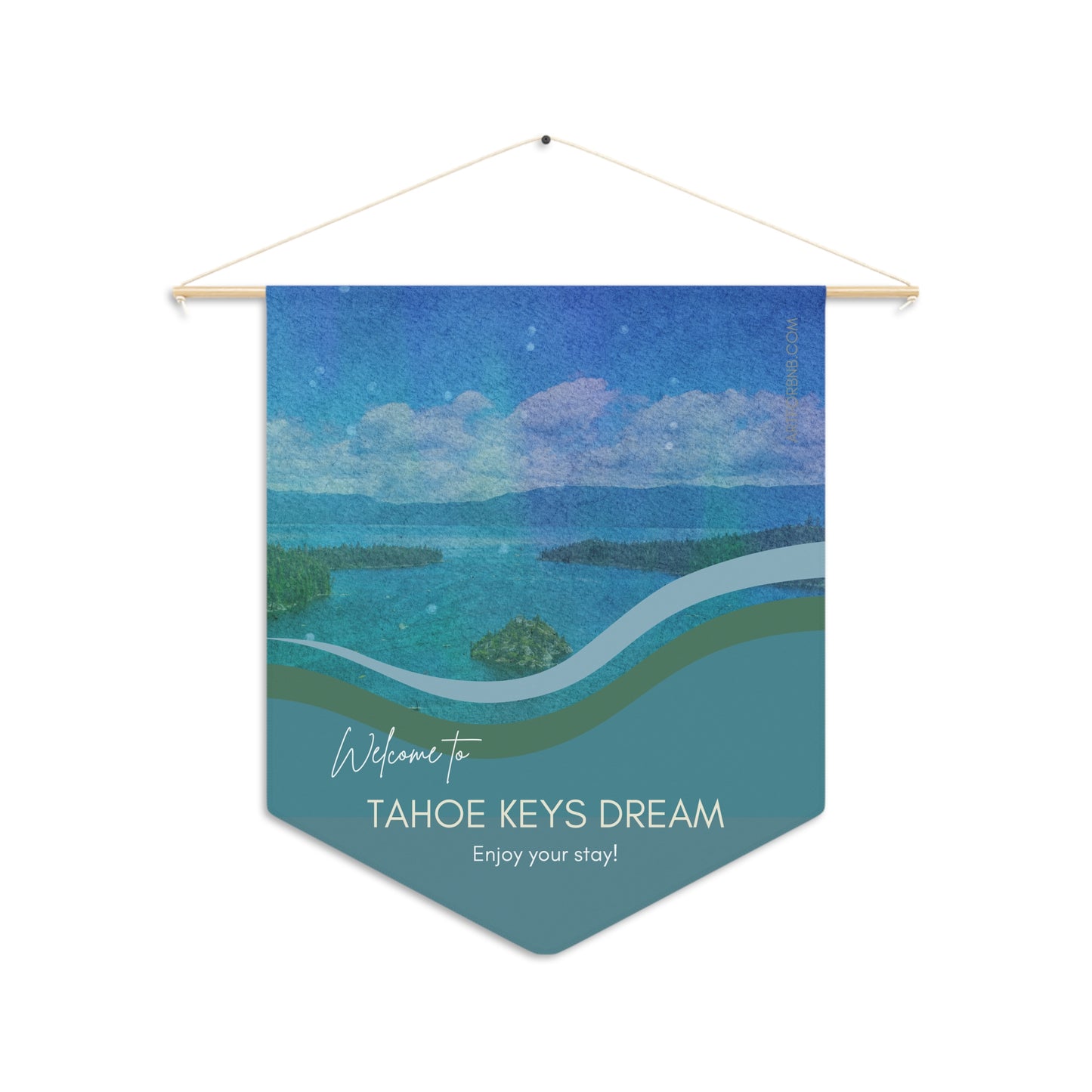 TAHOE KEYS DREAM Welcome Pennant for STR Vacation Hosts Personalizable Custom Design Vista Nuovo Fine Art Prints by Juliana2me