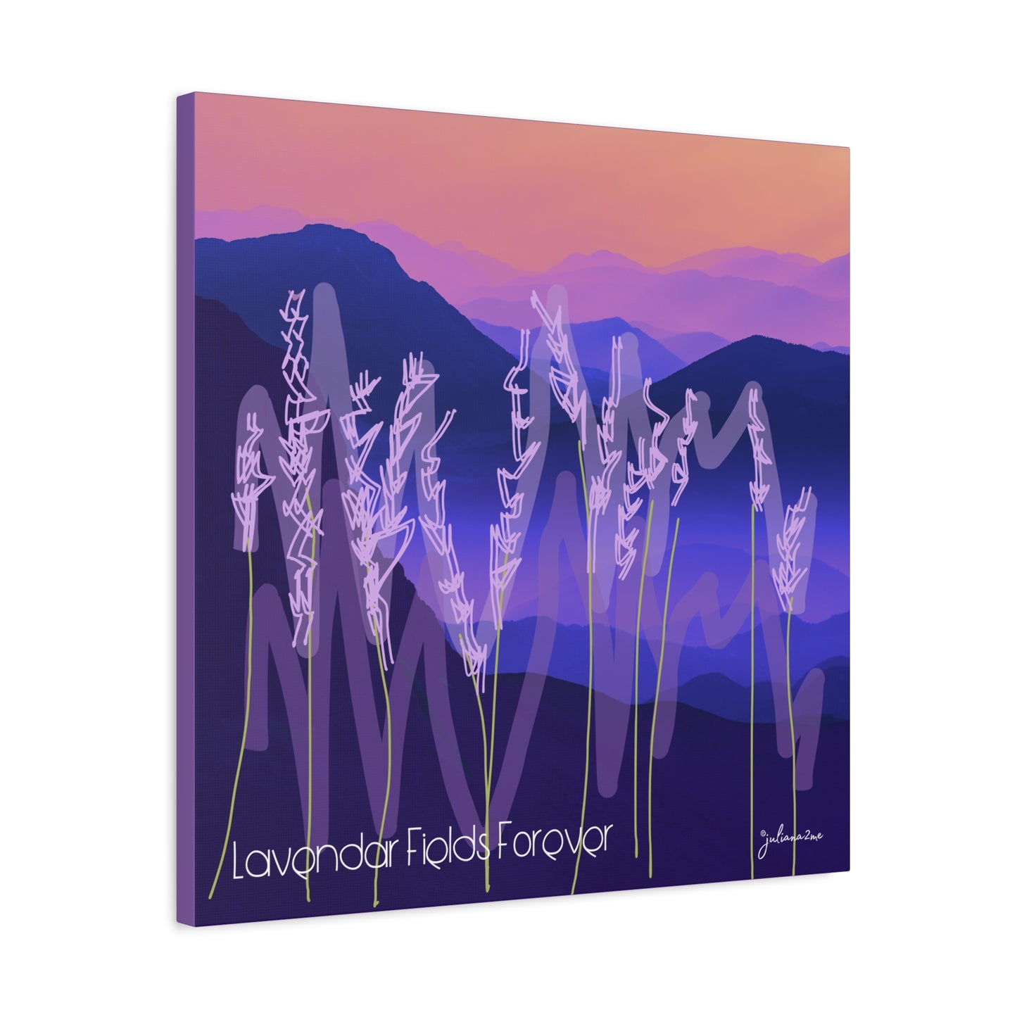 Lavendar Fields Forever, Graphic Canvas Print, Bold and Colorful for a Statement in Your Vacation Rental Home Vista Nuovo Fine Art Prints by Juliana2me
