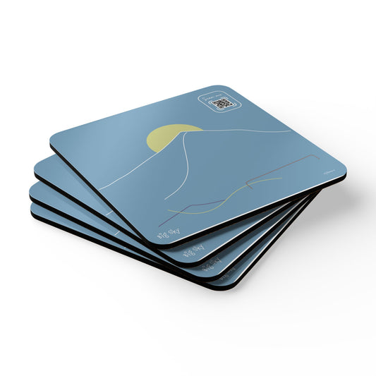 Minimalist Corkwood Coaster Set - Stylish Big Sky Mountain Design - Perfect for your BNB in Montana