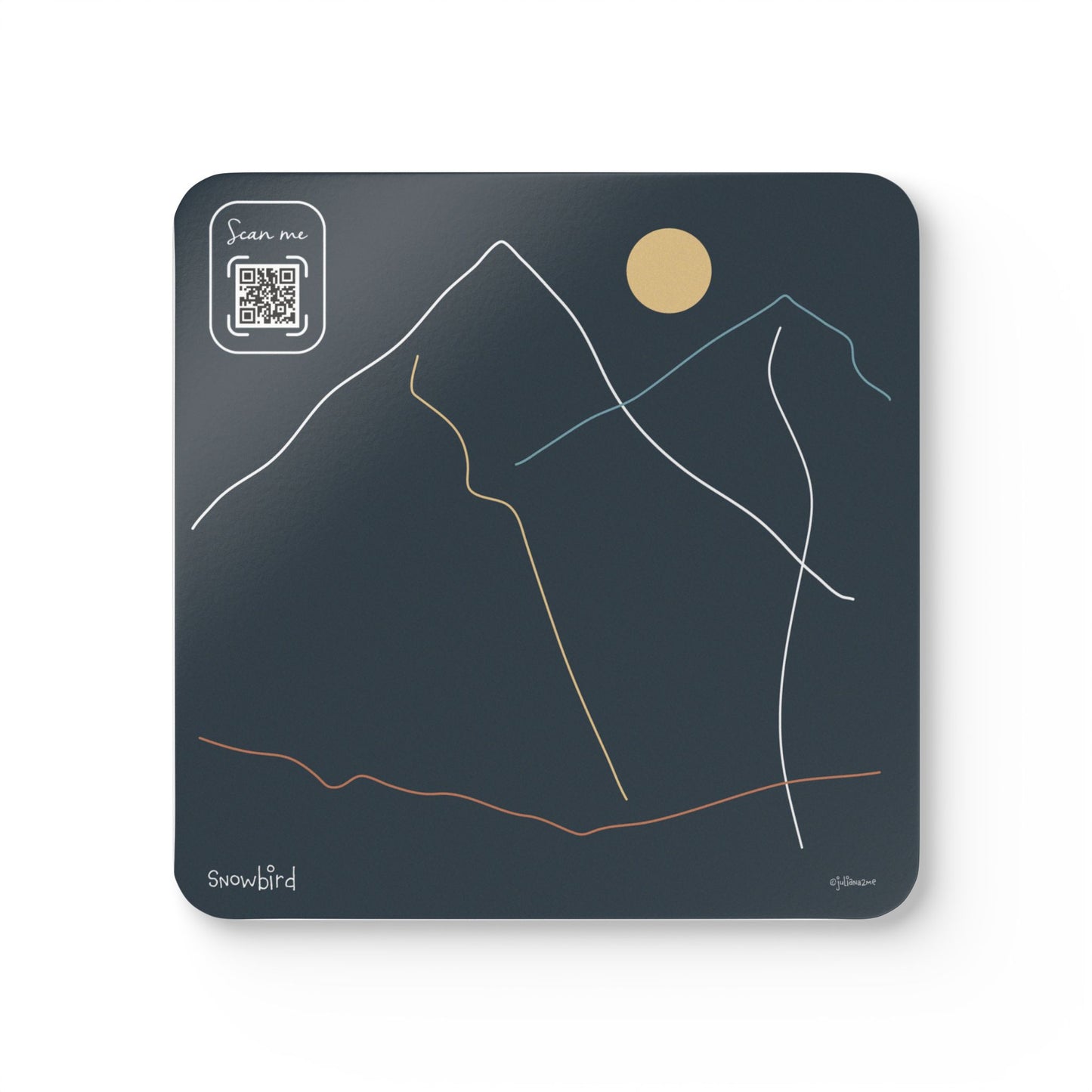 Minimalist Corkwood Coaster Set - Stylish Snowbird Mountain Design - Perfect for your BNB in Utah Vista Nuovo Fine Art Prints by Juliana2me