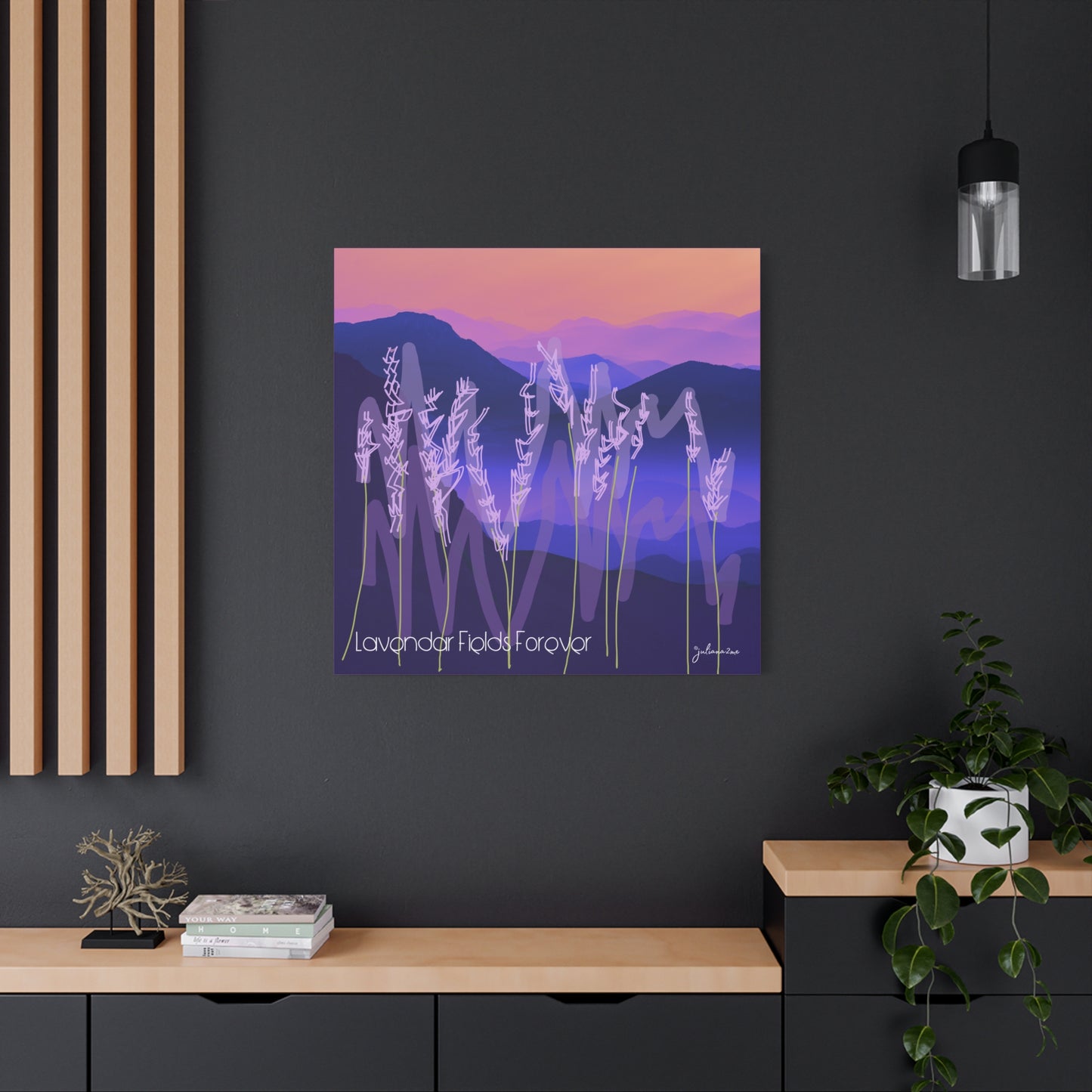Lavendar Fields Forever, Graphic Canvas Print, Bold and Colorful for a Statement in Your Vacation Rental Home Vista Nuovo Fine Art Prints by Juliana2me