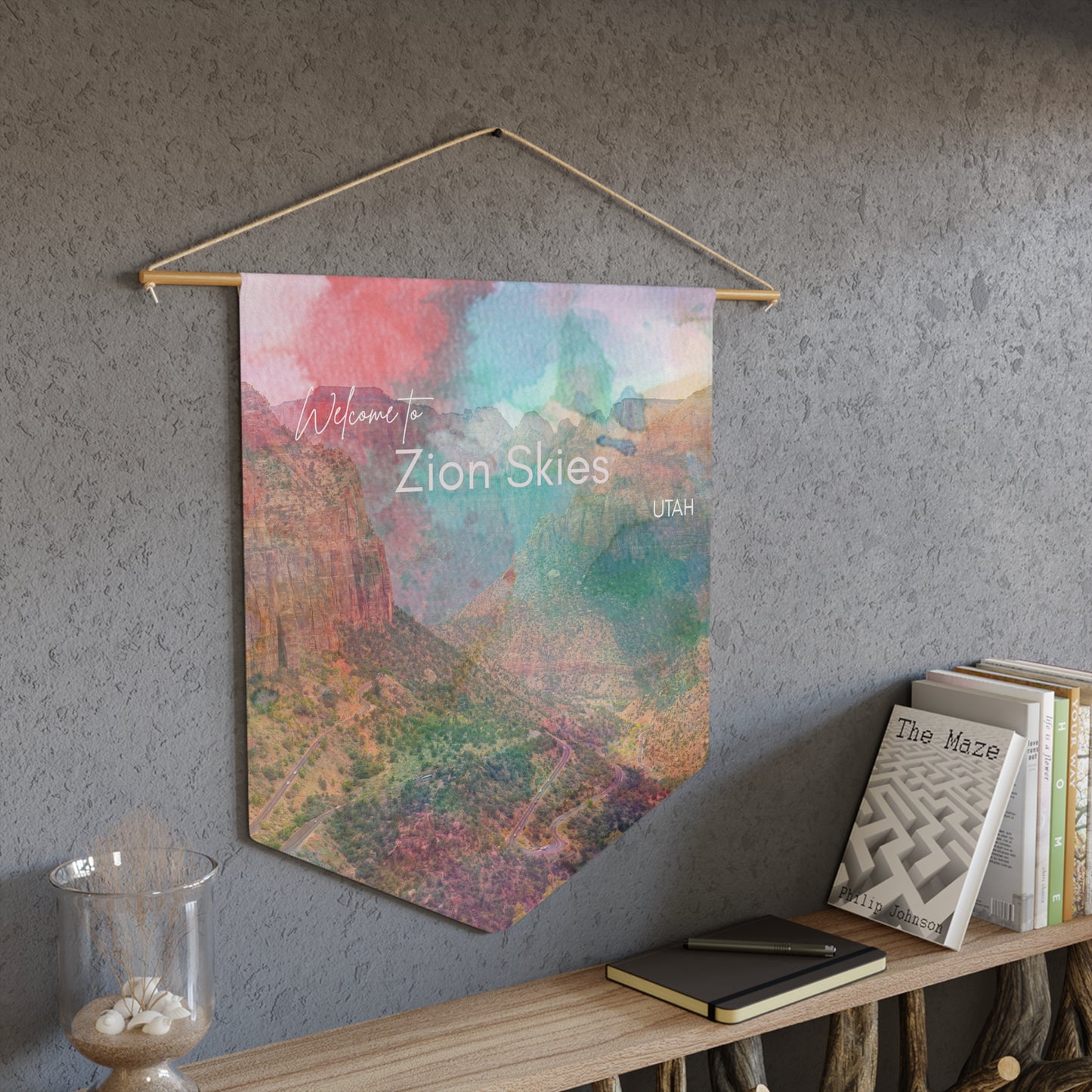 Zion Skies Pennant Wall Decor - Airbnb Welcome Zion National Park Landscape Vista Nuovo Fine Art Prints by Juliana2me