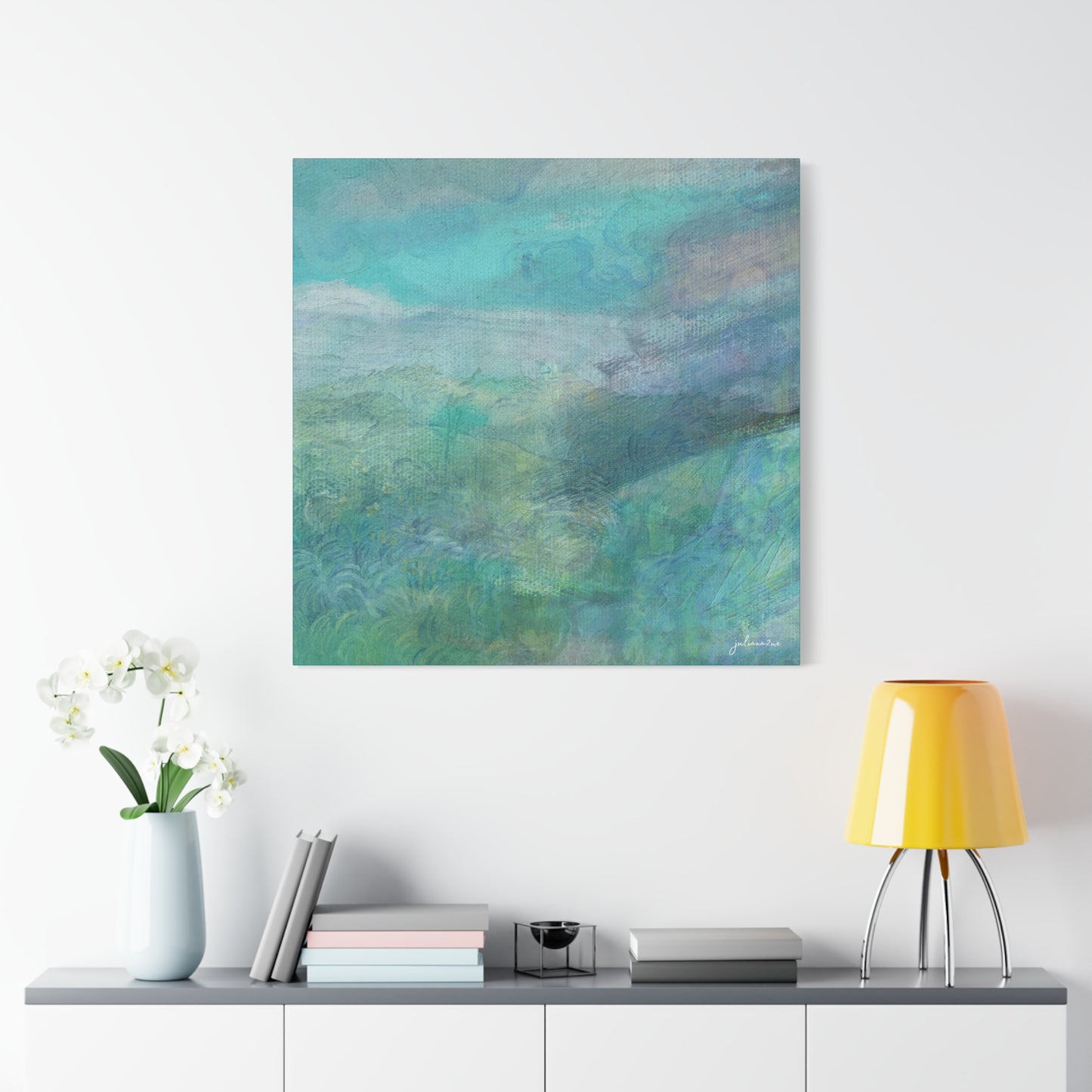 "Tealy" Canvas Art Print for Beach, Lake or City Vacation Homes Vista Nuovo Fine Art Prints by Juliana2me