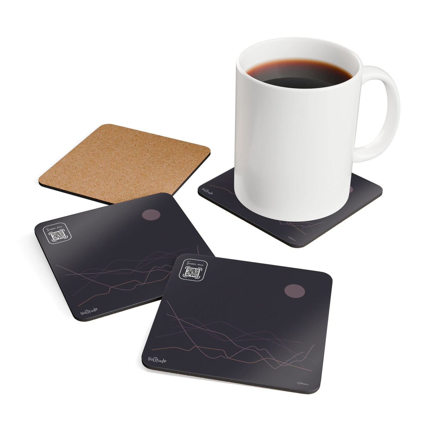 Minimalist Corkwood Coaster Set - Stylish Solitude Mountain Design - Perfect for your BNB in Utah Vista Nuovo Fine Art Prints by Juliana2me