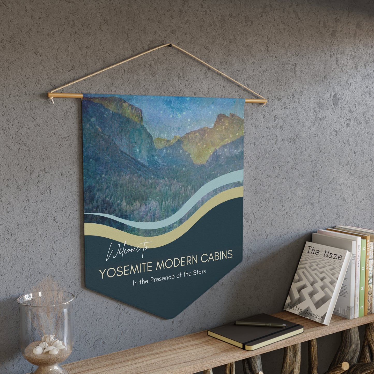 YOSEMITE Welcome Pennant Wall Hanging Welcome Sign for Airbnb Hosts Personalizable Custom Design Vista Nuovo Fine Art Prints by Juliana2me