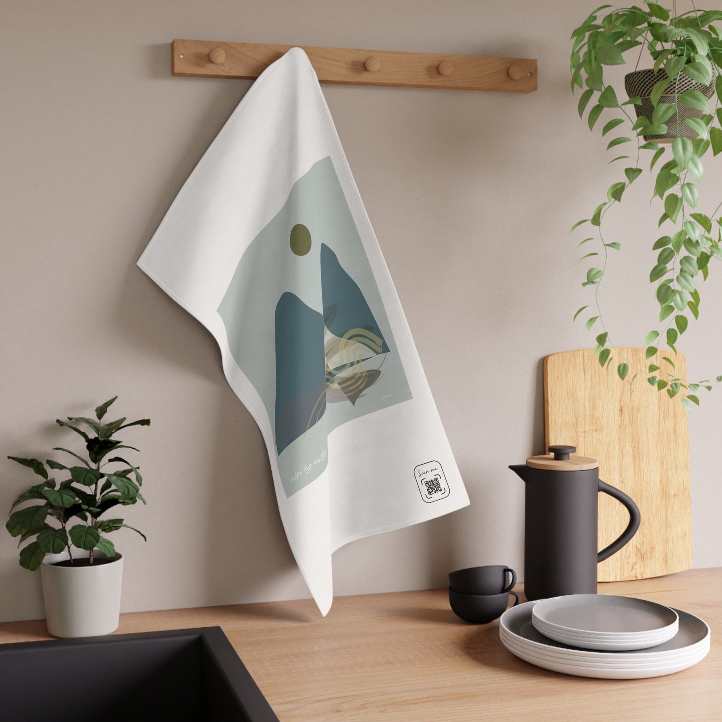Under The Mountains (Soft) Abstract Tea Towels - Stylish Cotton & Poly Fabric Kitchen Decor for Your Mountain Vacation Rental Home Vista Nuovo Fine Art Prints by Juliana2me